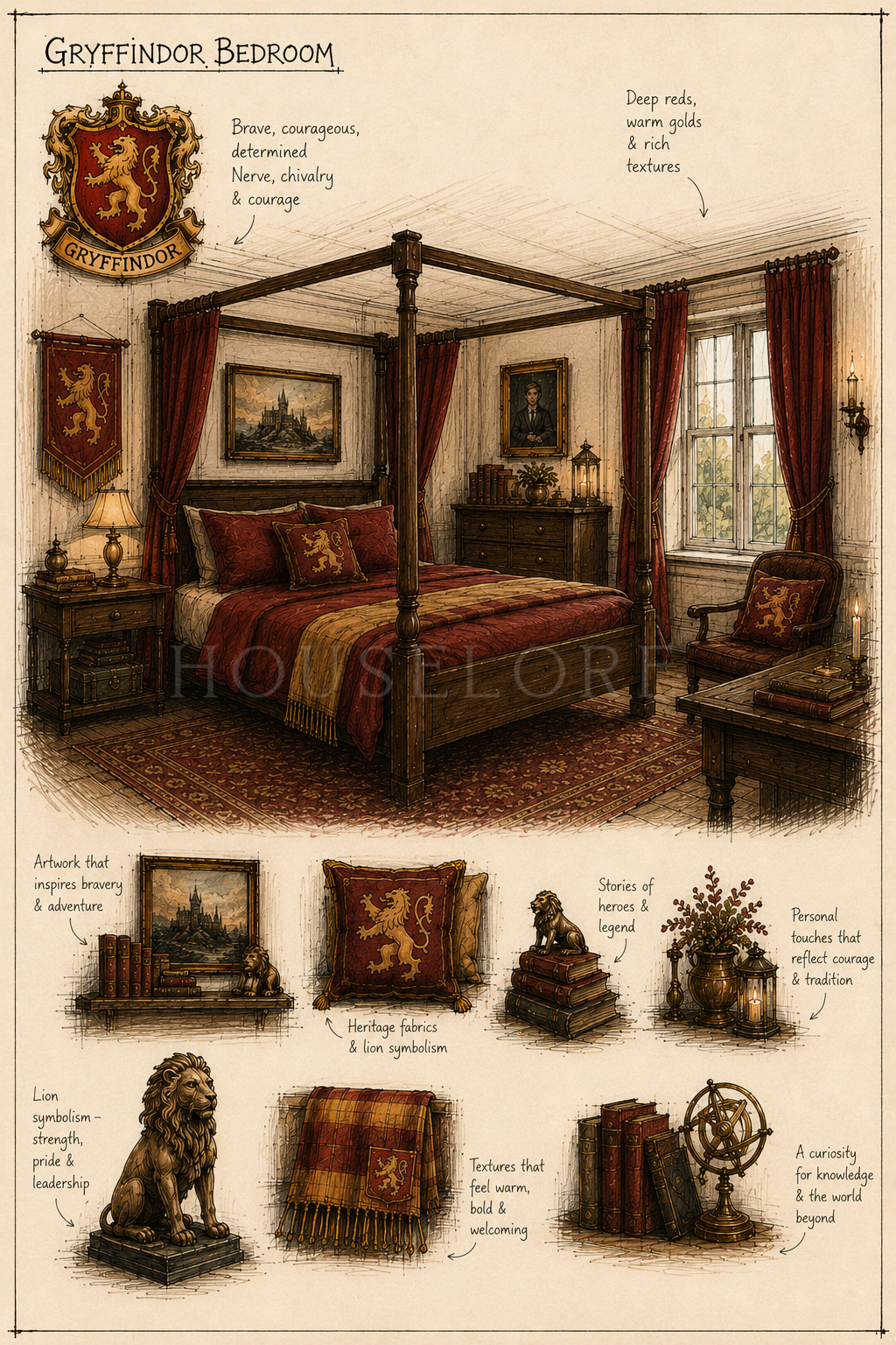 Gryffindor-Inspired Interior Design Guide