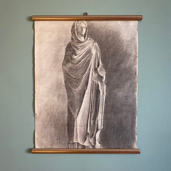 1939 Drawing of a Female Cloaked Statue