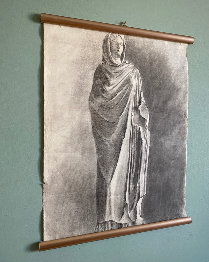 1939 Drawing of a Female Cloaked Statue