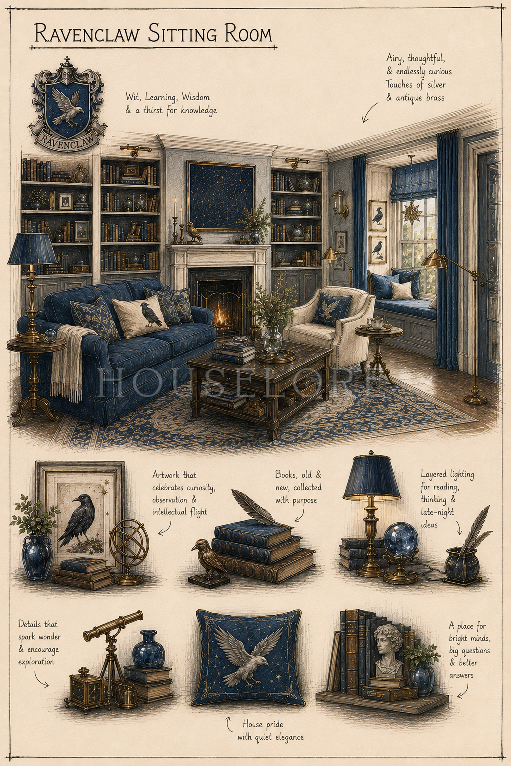 Ravenclaw-Inspired Interior Design Guide