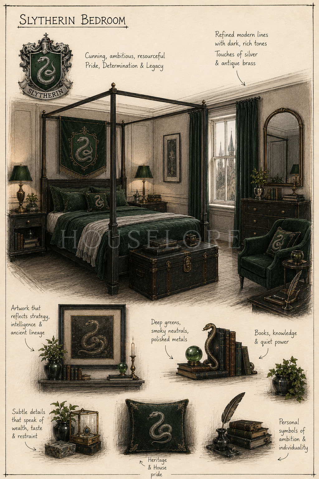 Slytherin-Inspired Interior Design Guide
