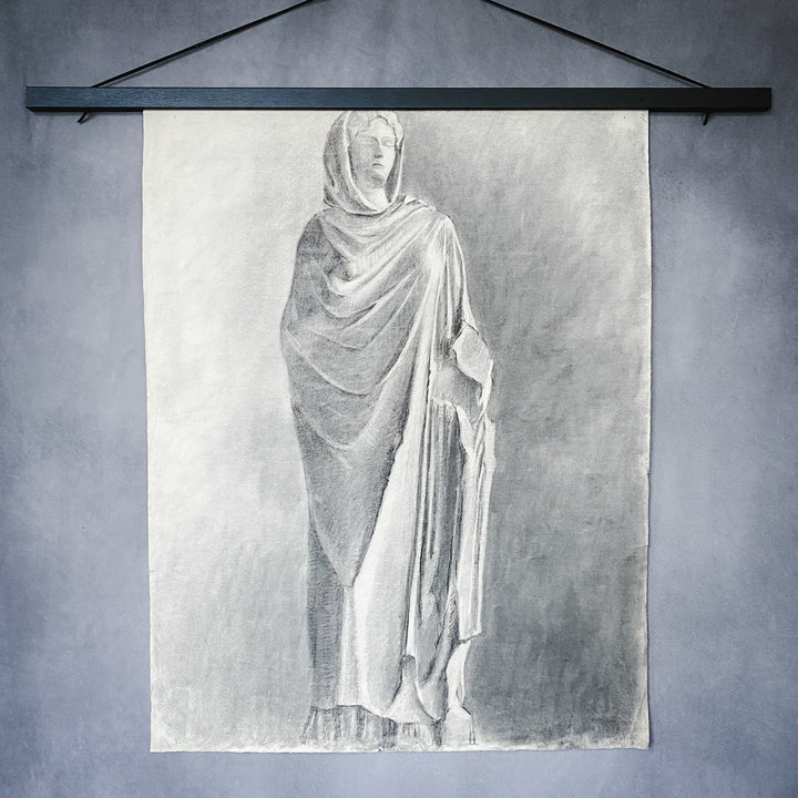 1939 Drawing of a Female Cloaked Statue - Houselore