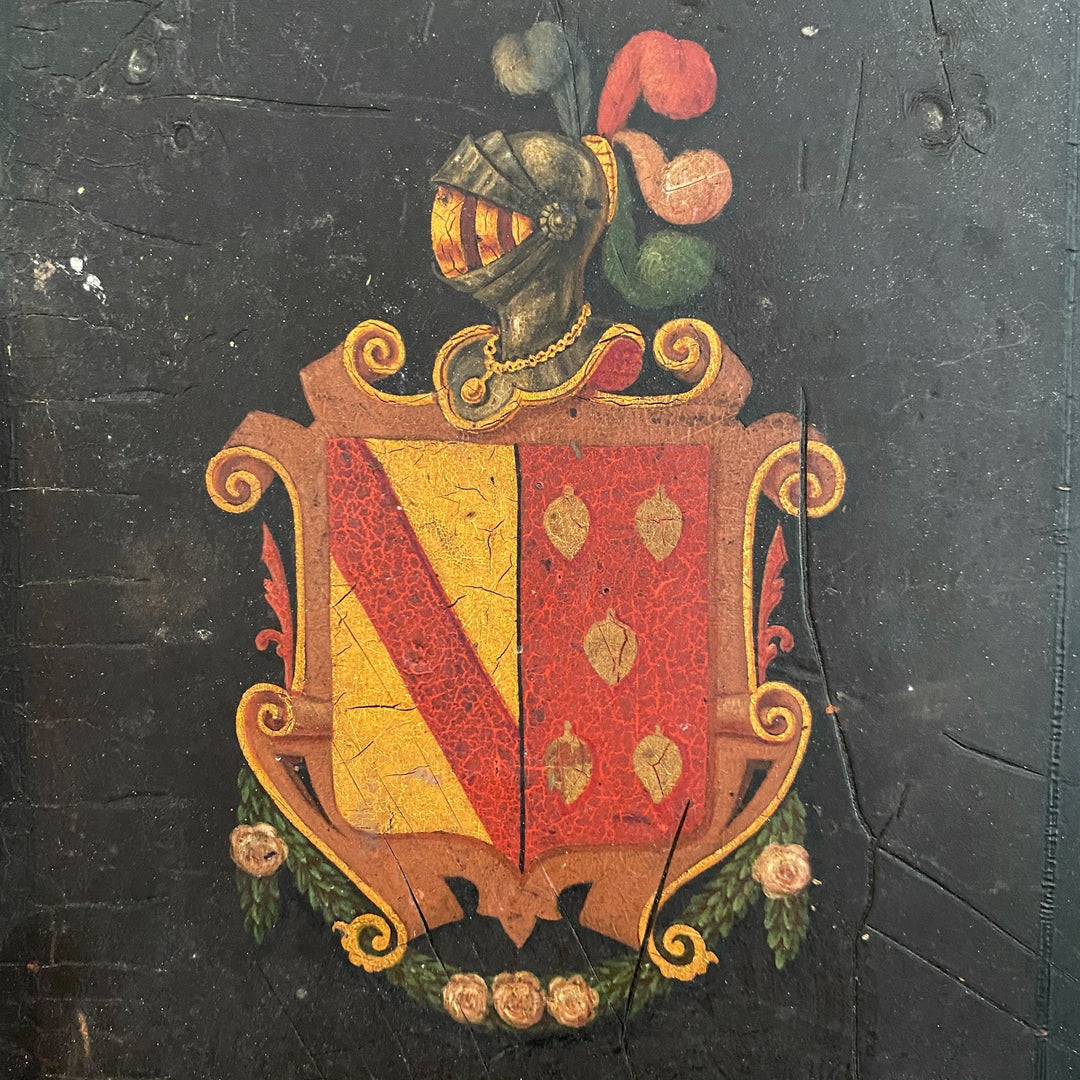 19th Century Painted Armorial Coach Panel Decorated Knight - Houselore