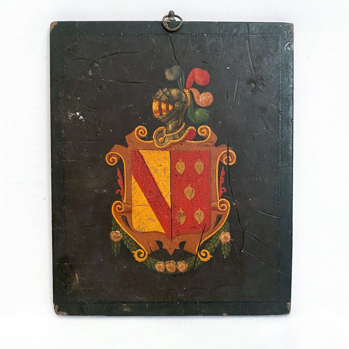 19th Century Painted Armorial Coach Panel Decorated Knight - Houselore