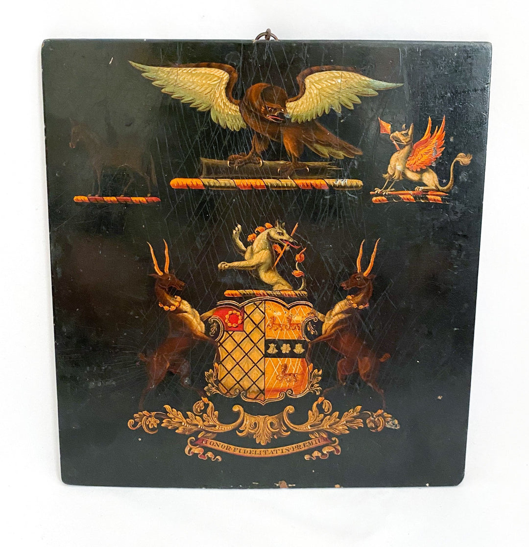 Georgian Painted Armorial Coach Panel Eagle and Stags - Houselore