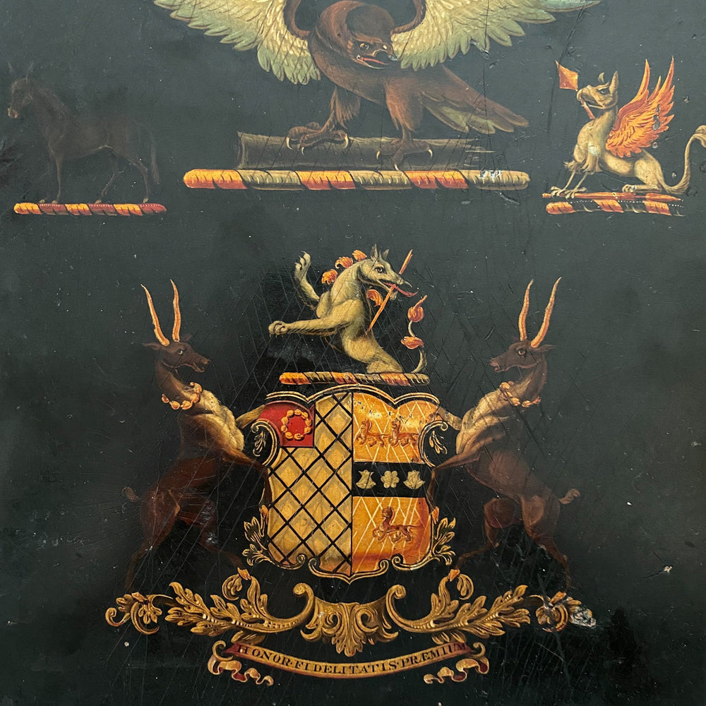 Georgian Painted Armorial Coach Panel Eagle and Stags - Houselore