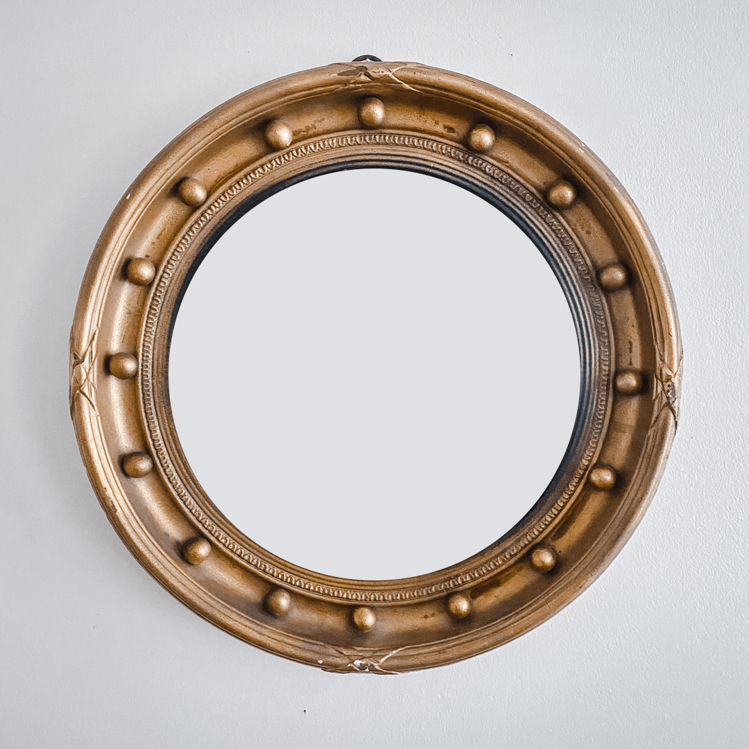 Gold Mid 20th Century Convex Butler's Mirror - Houselore