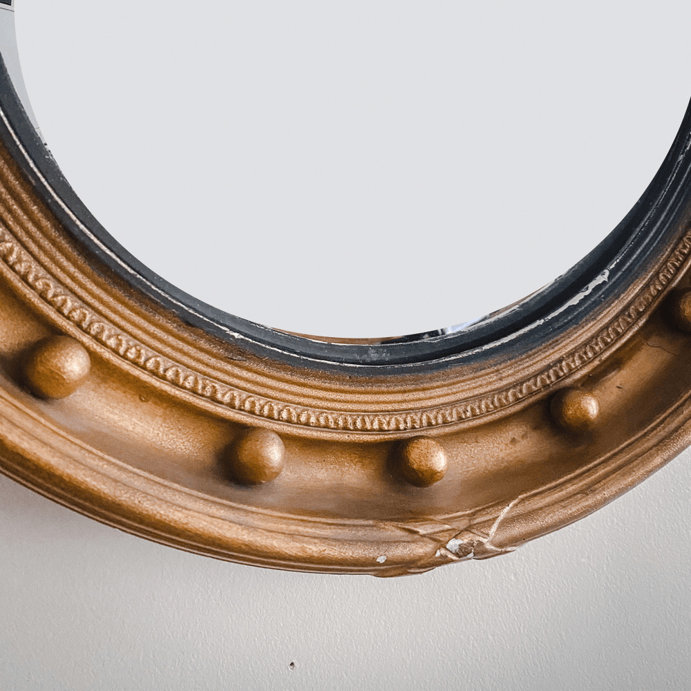 Gold Mid 20th Century Convex Butler's Mirror - Houselore