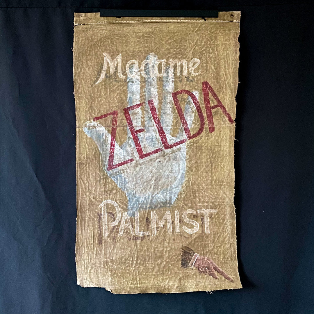 Midcentury Vintage Handpainted Fairground Fortune Teller Sign - Houselore
