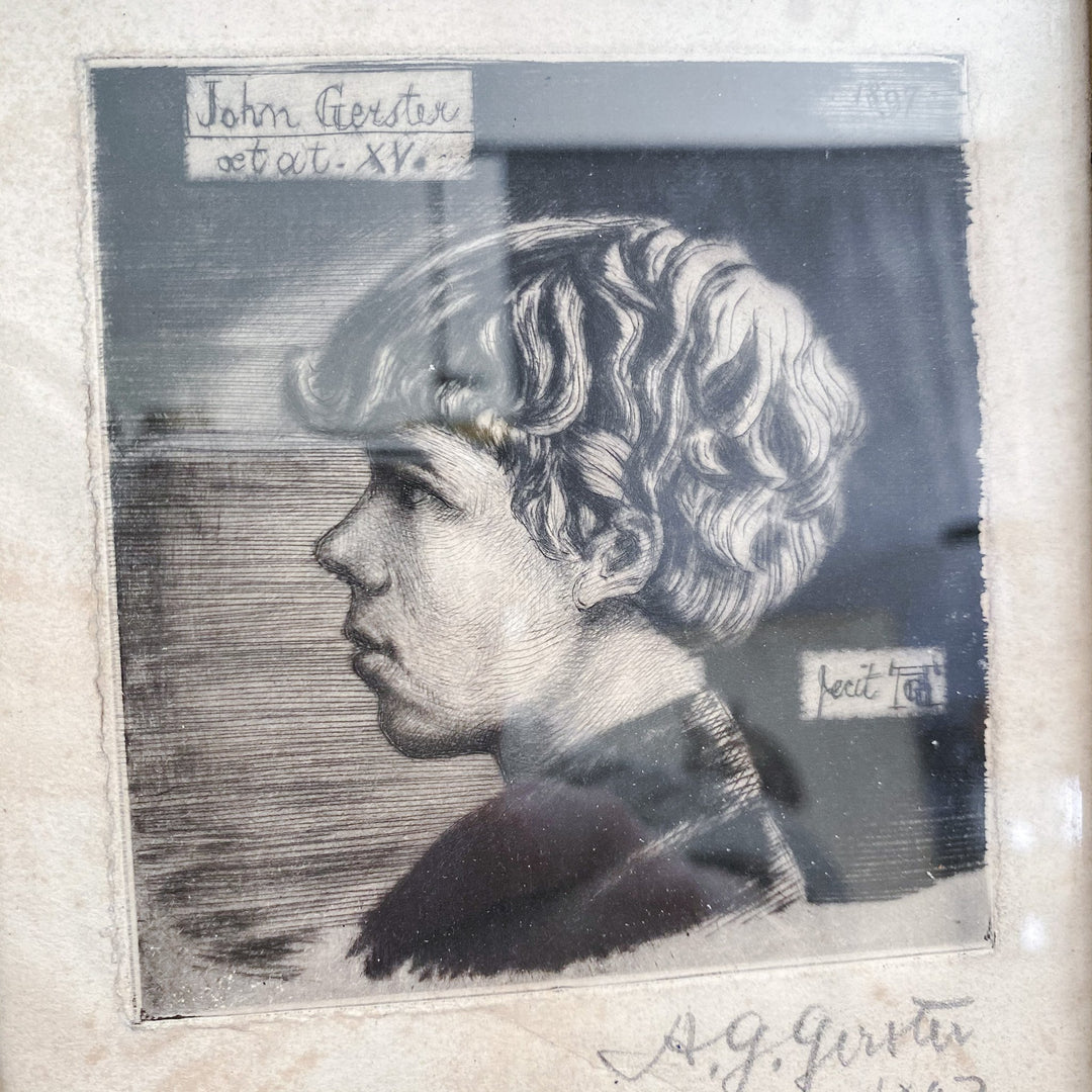 Signed Engraving of John Gerster - Houselore