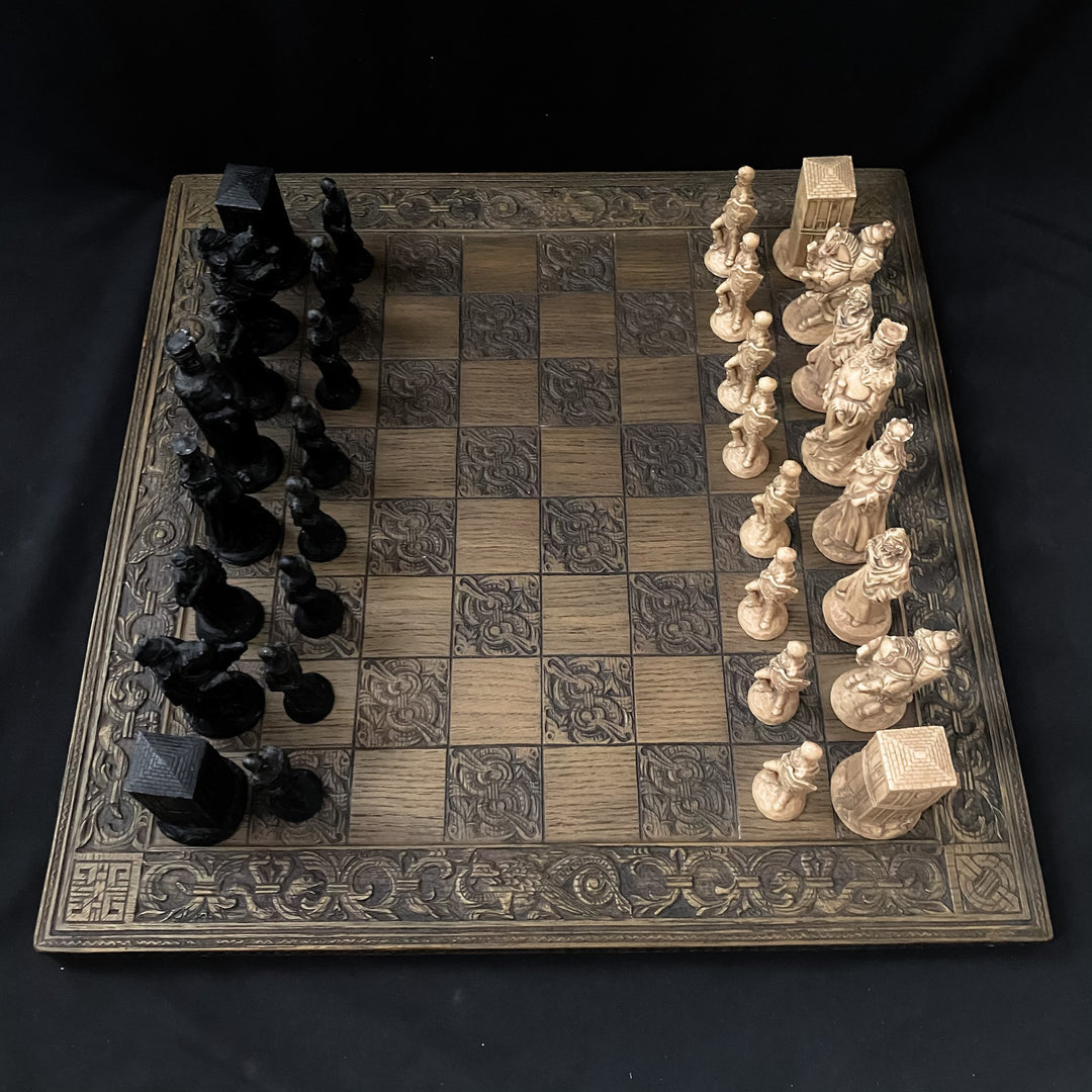 Vintage Hand Carved Celtic Chess Set - Houselore