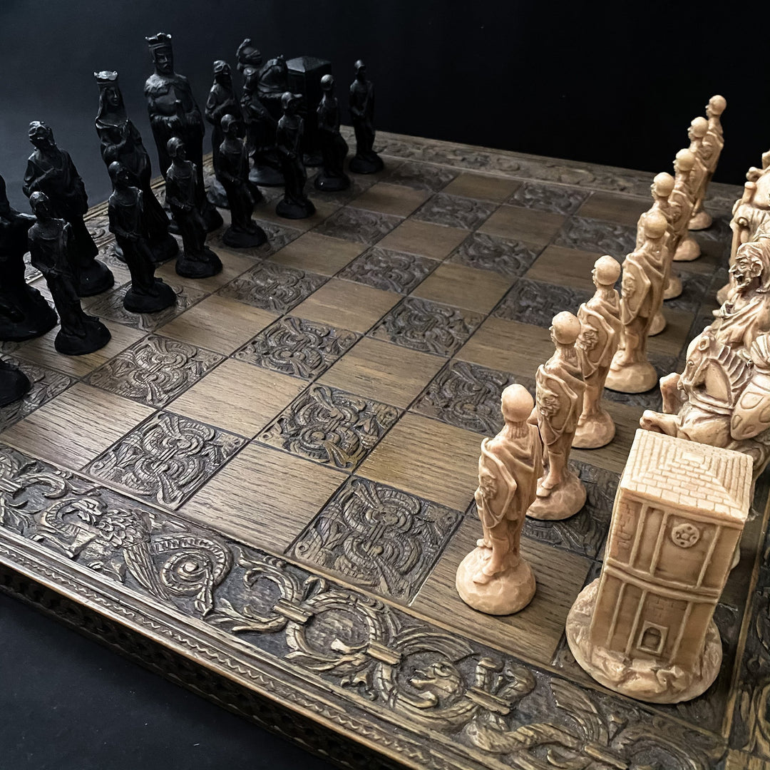 Vintage Hand Carved Celtic Chess Set - Houselore