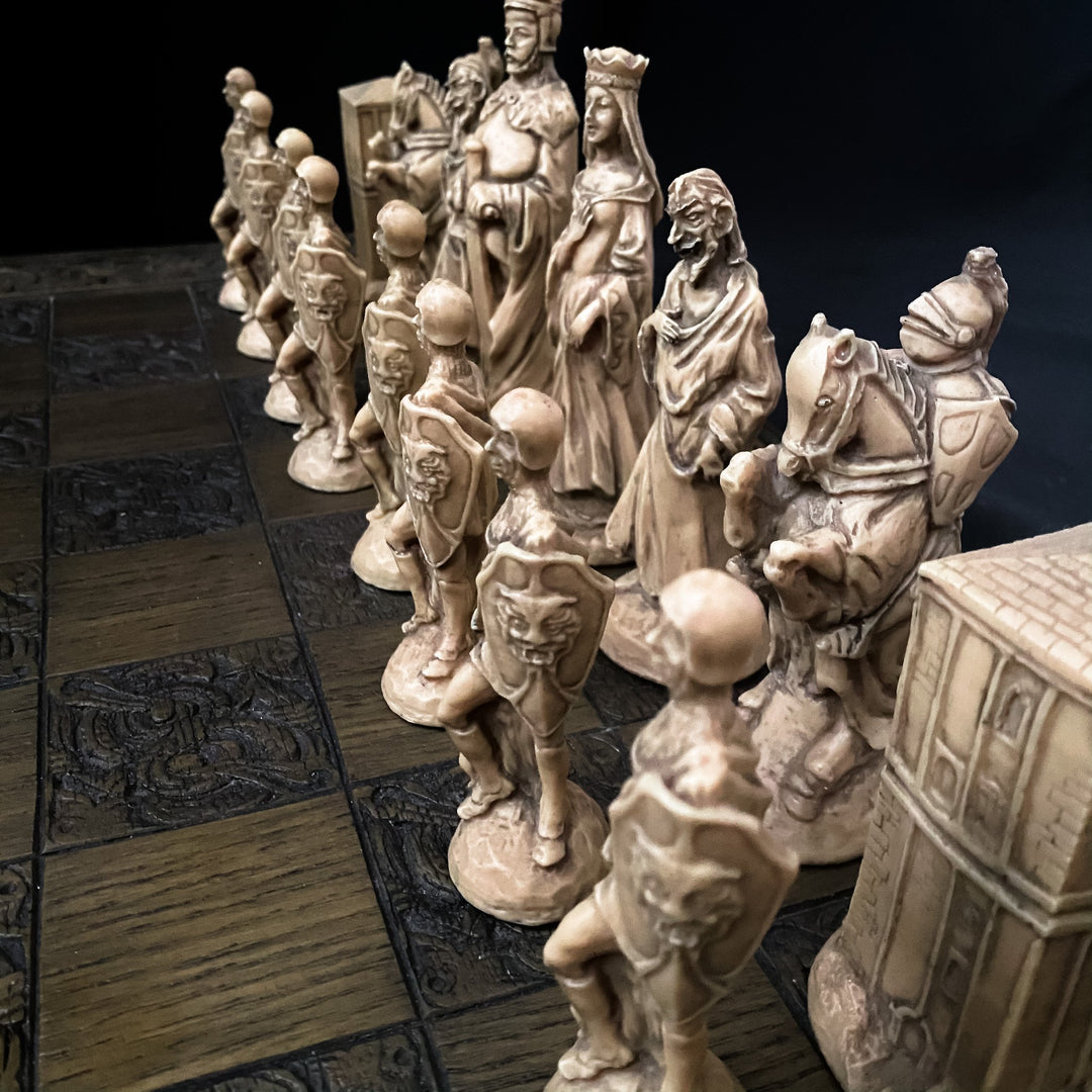 Vintage Hand Carved Celtic Chess Set - Houselore