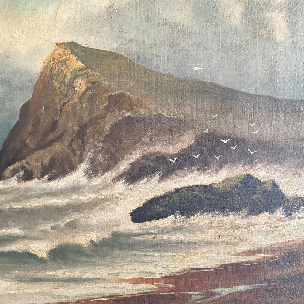Vintage Oil on Canvas Seascape - Houselore