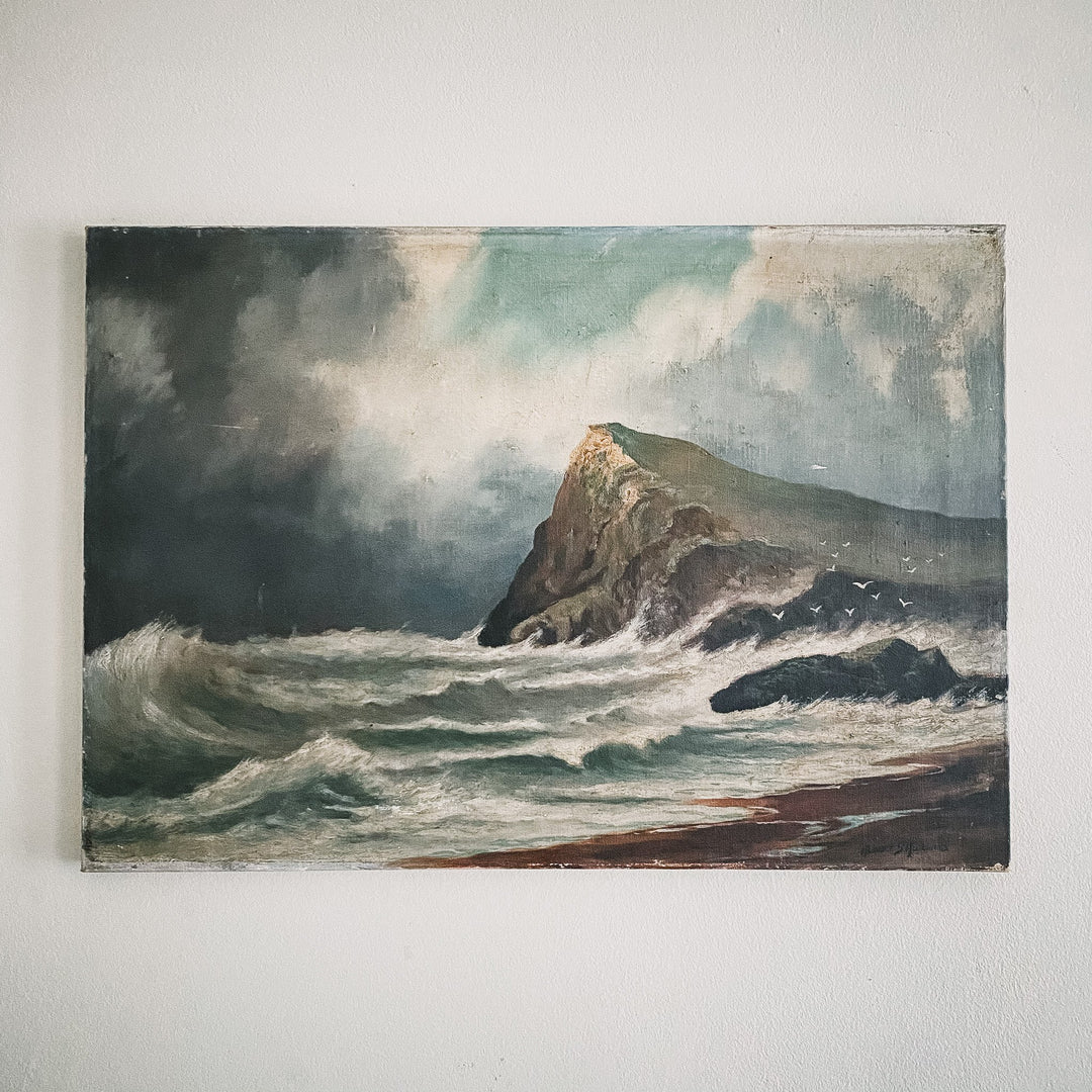 Vintage Oil on Canvas Seascape - Houselore