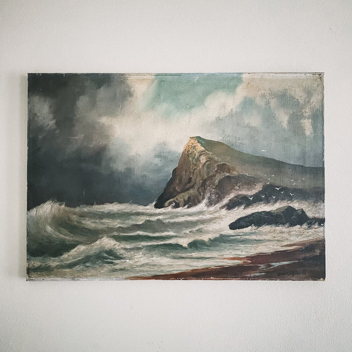 Vintage Oil on Canvas Seascape - Houselore